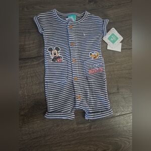Disney Mickey Mouse Baby Boy Striped Romper Size 0-3m NWT